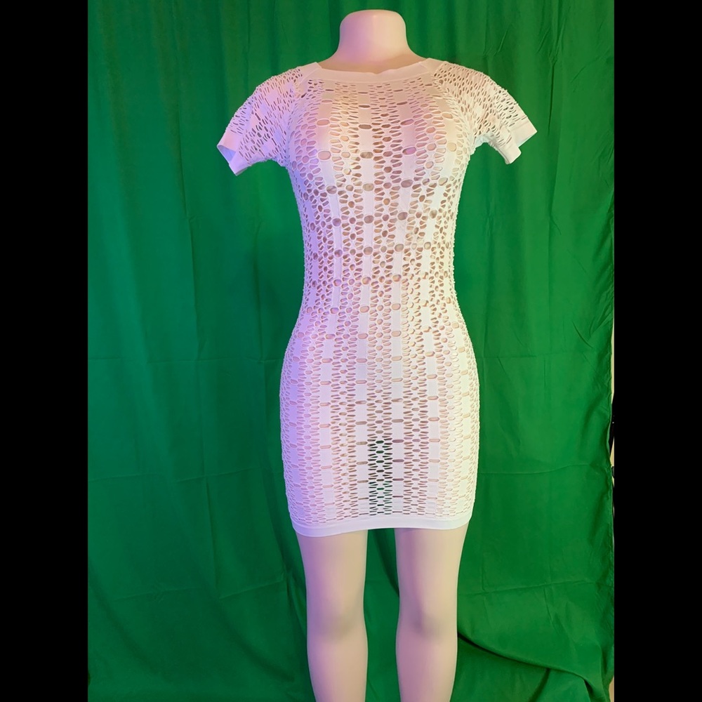 Netted white cover up
